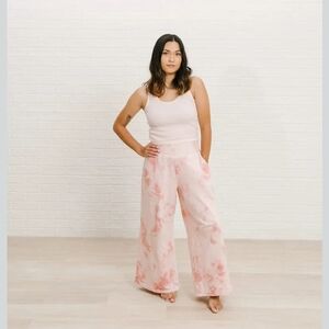 NWT Bohemian Mama Pink Tie Dye 100% Prganic Cotton High Waist Wide Leg Pant